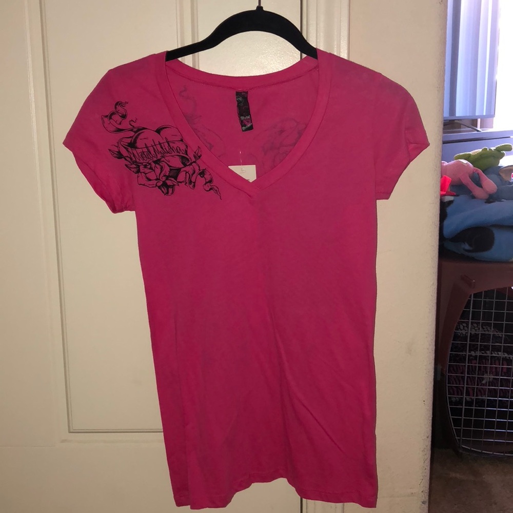 Pink metal mulisha shirt